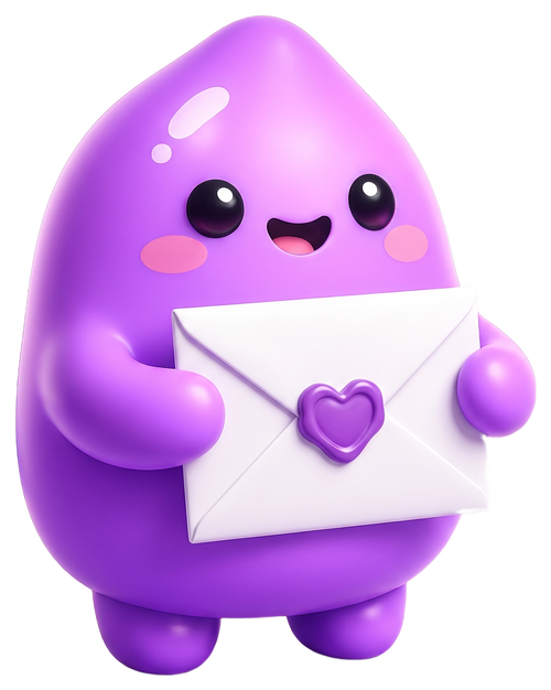 UBIYAM mascot holding a sealed letter