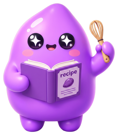 UBIYAM mascot with a recipe book and whisk