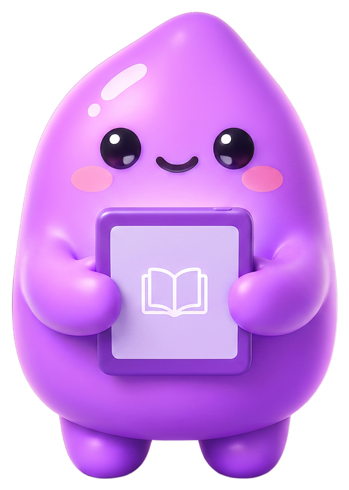 UBIYAM mascot reading an e-book