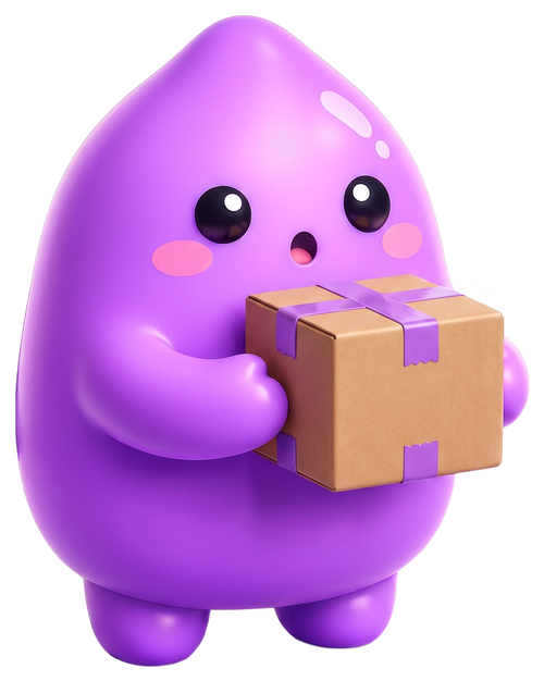 UBIYAM mascot holding a parcel